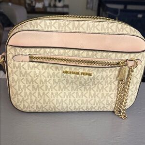 Michael Kors Cream and Pink Crossbody Bag
